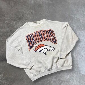 Vintage Denver Broncos Sweatshirt XL Gray Crewneck NFL Football Graphic